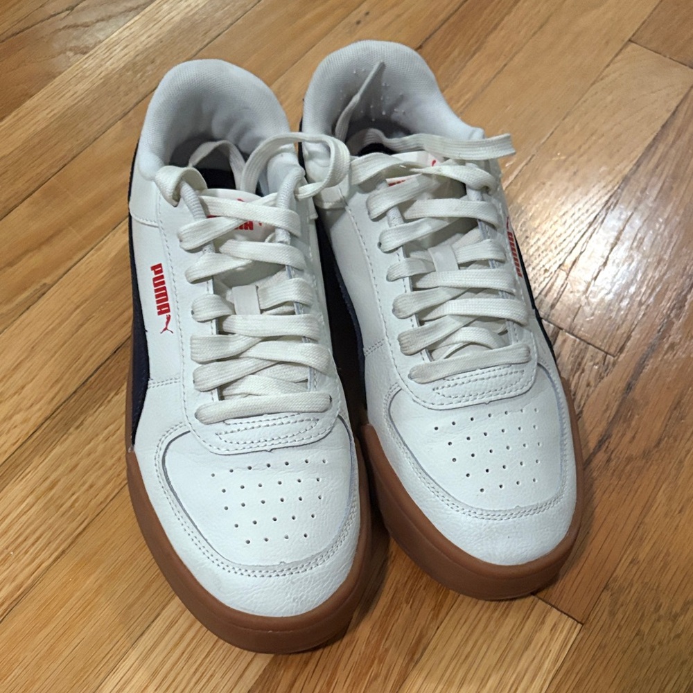 Puma Men's White and Brown Sneakers